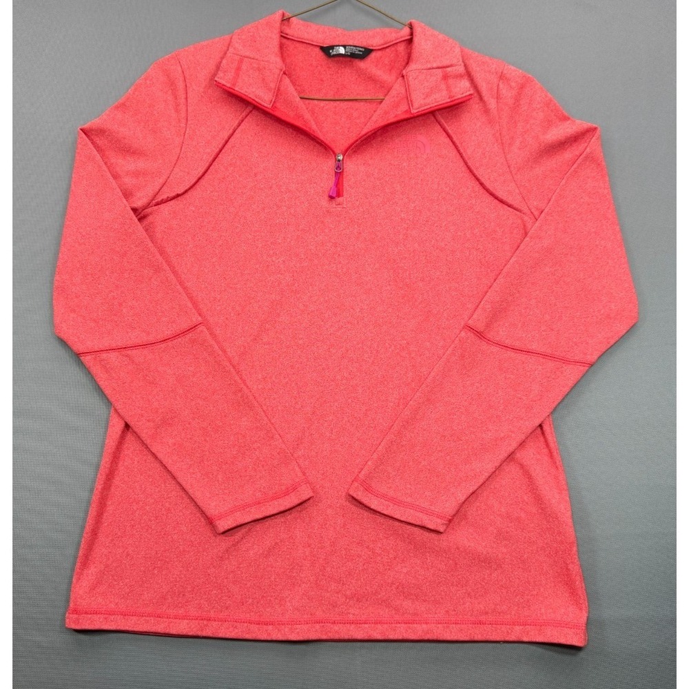 The North Face Womens Large Pink Heathered 1/4 Zip Pullover Athletic Sweater Top